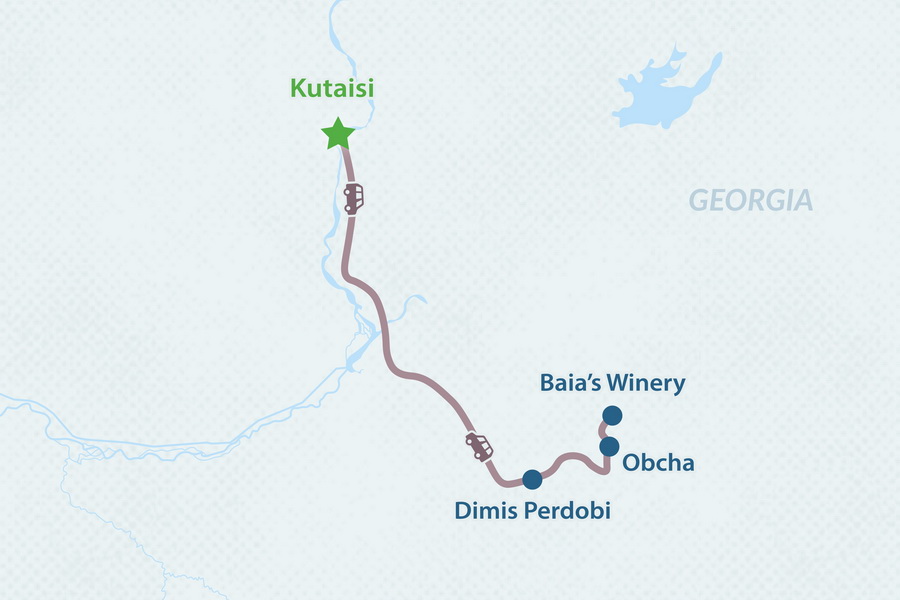 One-day Wine Tour from Kutaisi Map