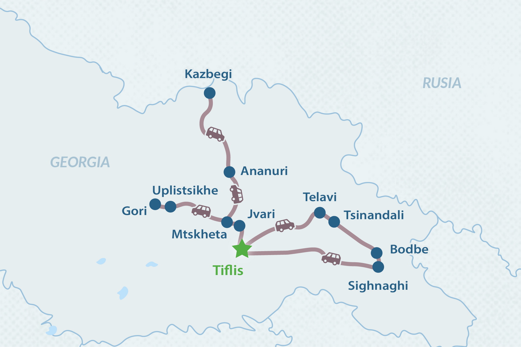 Tour de 5 días: Maravillas de Georgia - en Español Mapa