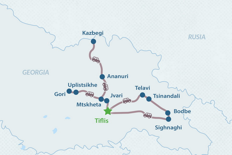 Tour de 5 días: Maravillas de Georgia - en Español Mapa