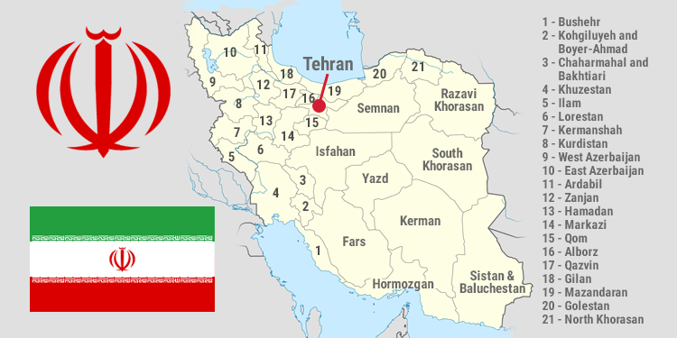 Map and national symbols of Iran