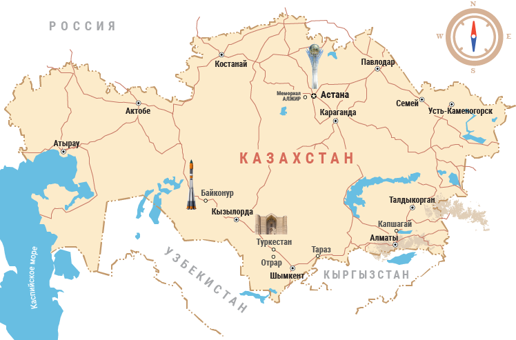 Туристическая карта Казахстана