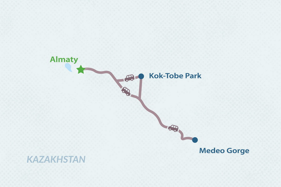 One-day Almaty Layover Tour Map