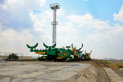 Vehicle for missile transportation to a launchpad, Baikonur Cosmodrome