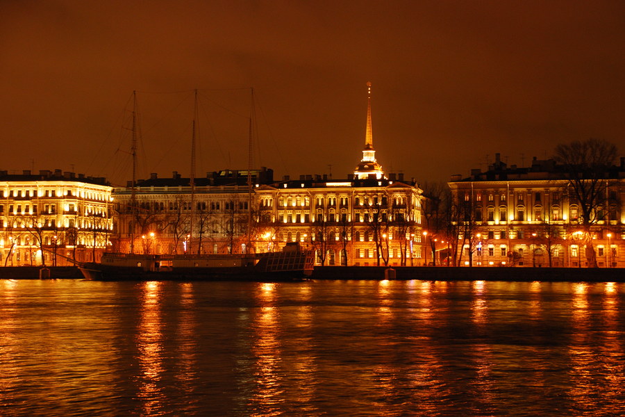 Night view of Neva river, Saint Petersburg