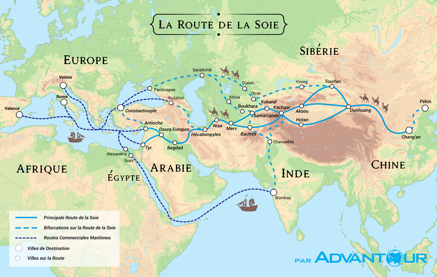 Carte de la Route de la Soie