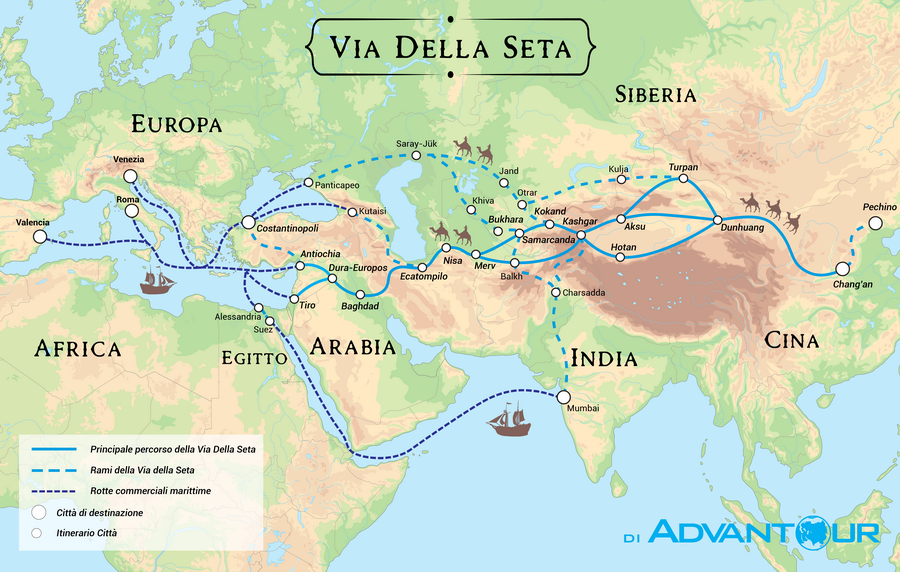 Mappa della Via della Seta