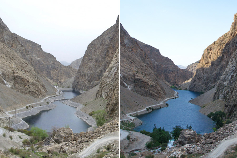 Уровень воды в Нежигоне весной и летом, Семь озер, Таджикистан