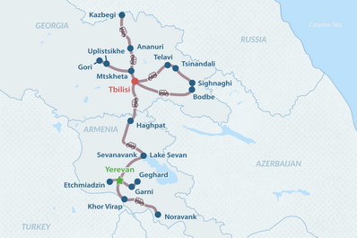 Tour Templos del Cáucaso de 9 días - en Español Mapa