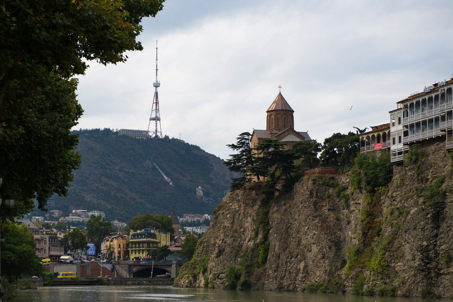 TBILISI, GEORGIA - Sep 24, 2019: A cluster of hotels near the old