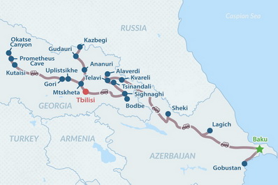 12-дневный тур в Азербайджан и Грузию Карта