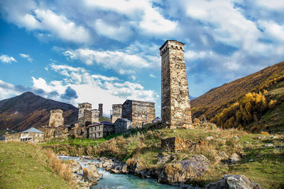 Vista de Ushguli, Georgia