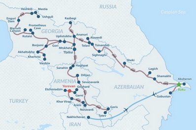 26-day Caucasus Tour Map