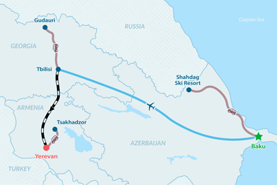 Tour de Esquí por el Cáucaso de 11 días - en Español Mapa
