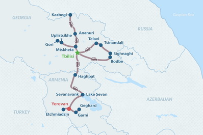 Cáucaso Sagrado de 8 días: Georgia y Armenia Mapa