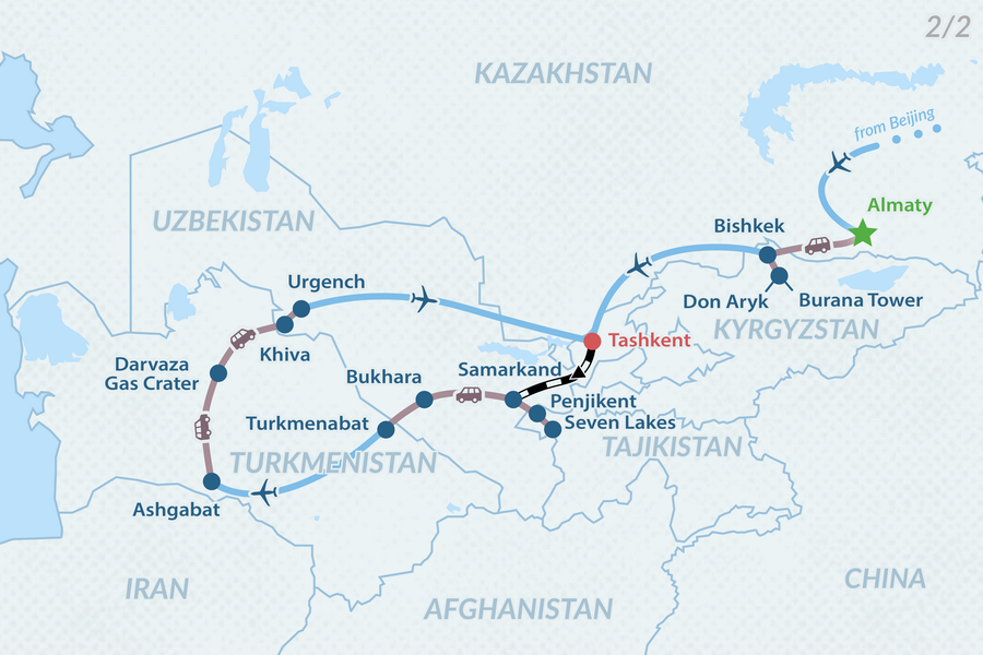 21-day East Silk Road Small Group Tour Map 2