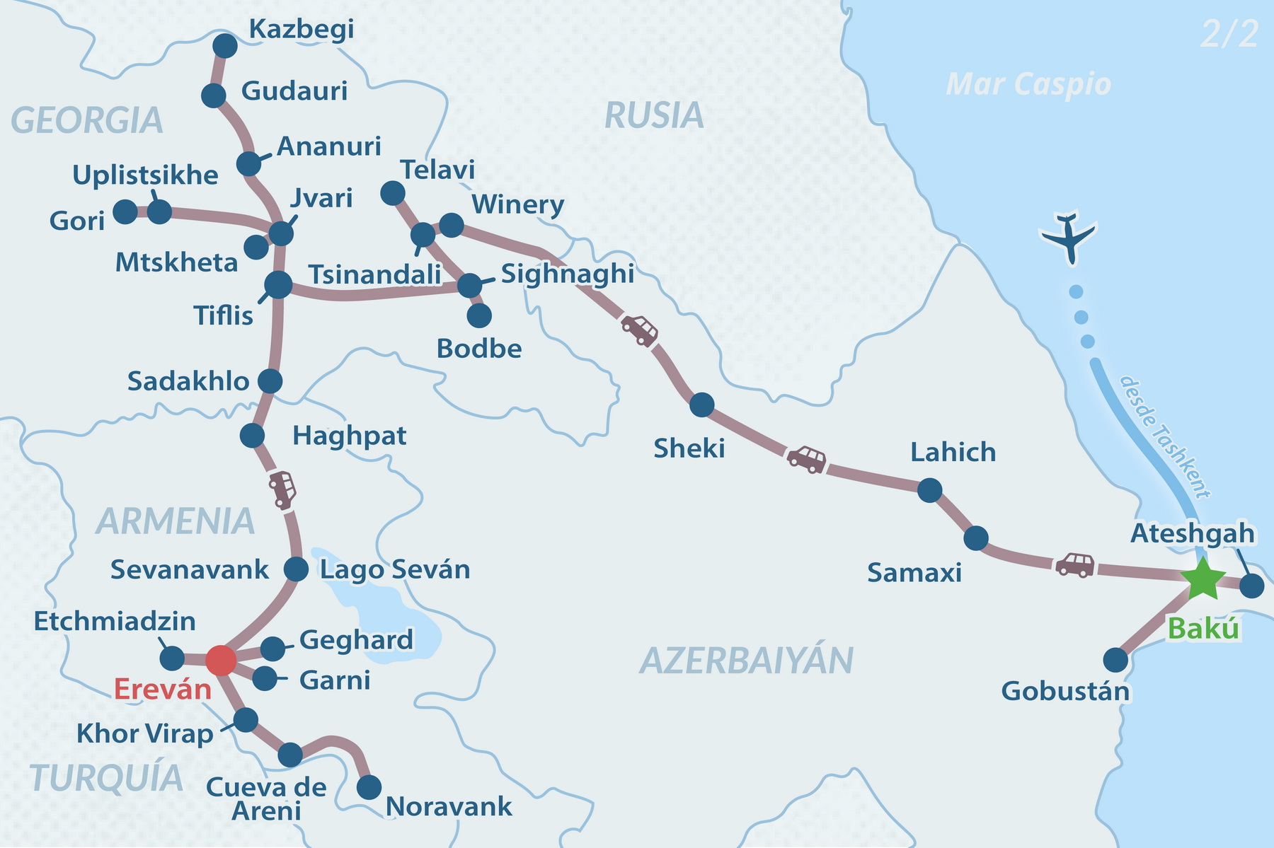 Circuito Grupal  de 26 días Esenciales de la Ruta de la Seda 2026-2027 - en Español Mapa 2