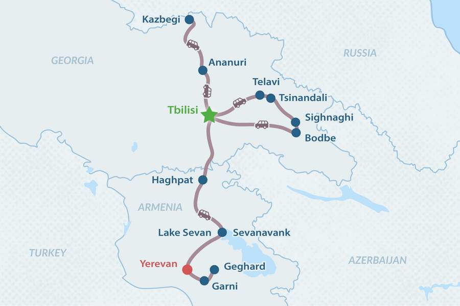 Viaje por Georgia y Armenia de 5 días - en Español Mapa