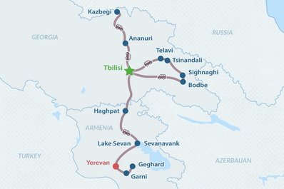 Viaje por Georgia y Armenia de 5 días - en Español Mapa
