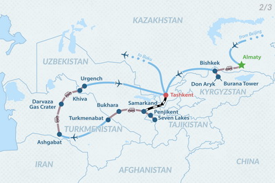36-day Silk Road Expedition Small Group Tour Map 2
