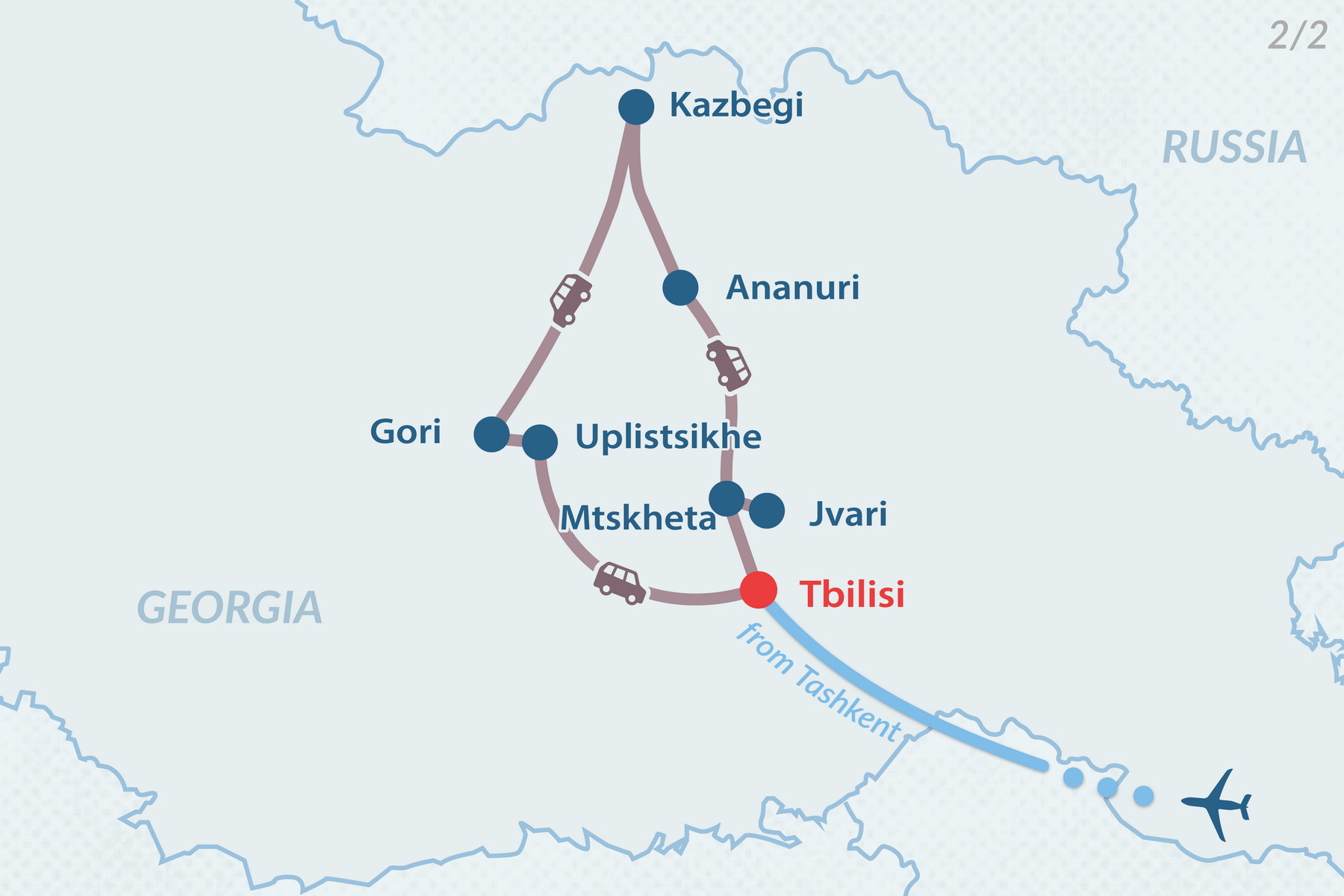8-day Uzbekistan-Georgia Tour Map 2
