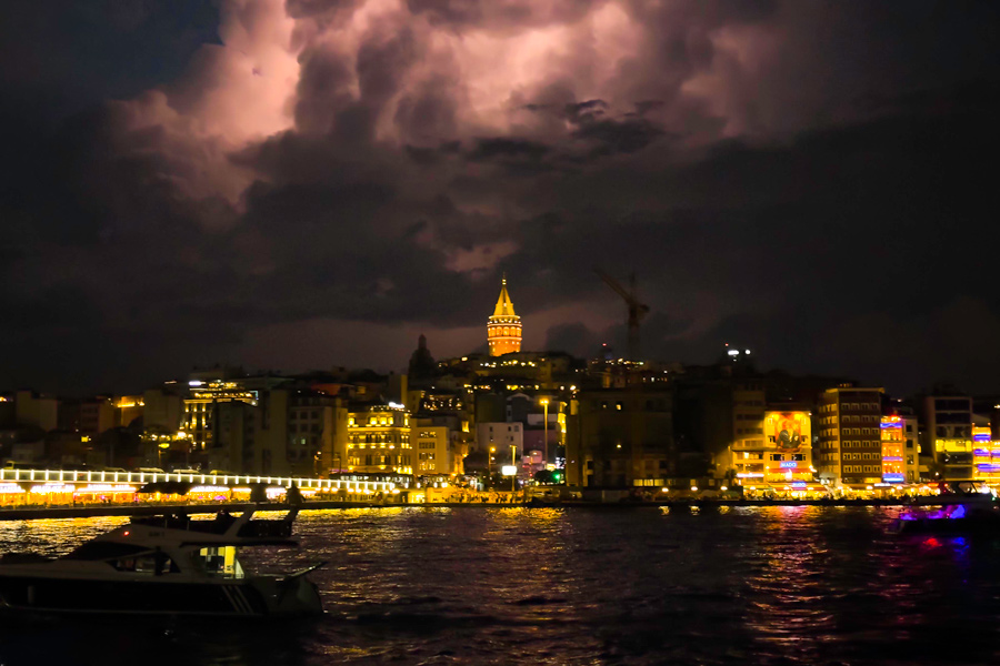 Istanbul Galata Tower at Night