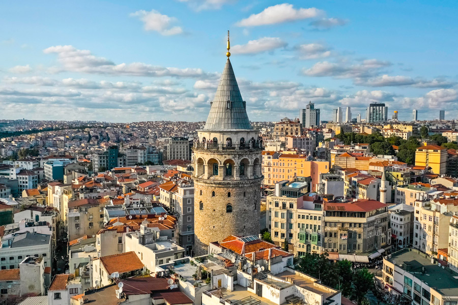 Aerial View of the Galata Tower in Istanbul