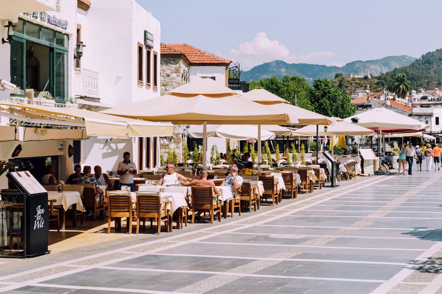 Marmaris Marina Port with Cafes and Restaurants