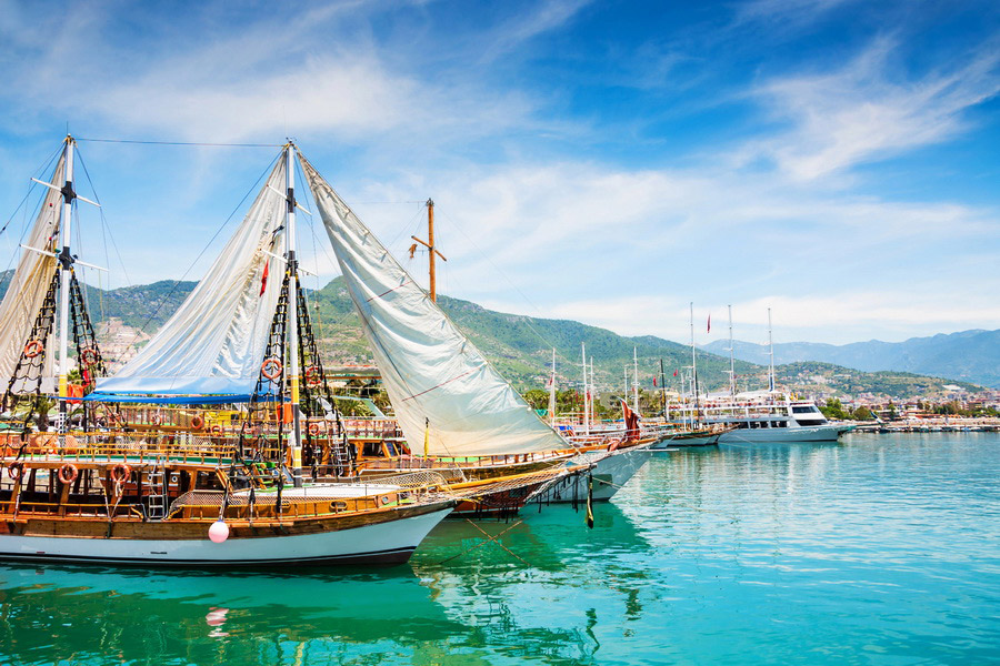 Boat Tour Near the Port of Alanya, Turkey