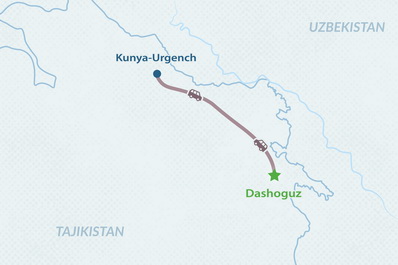 One-day Kunya-Urgench Tour Map