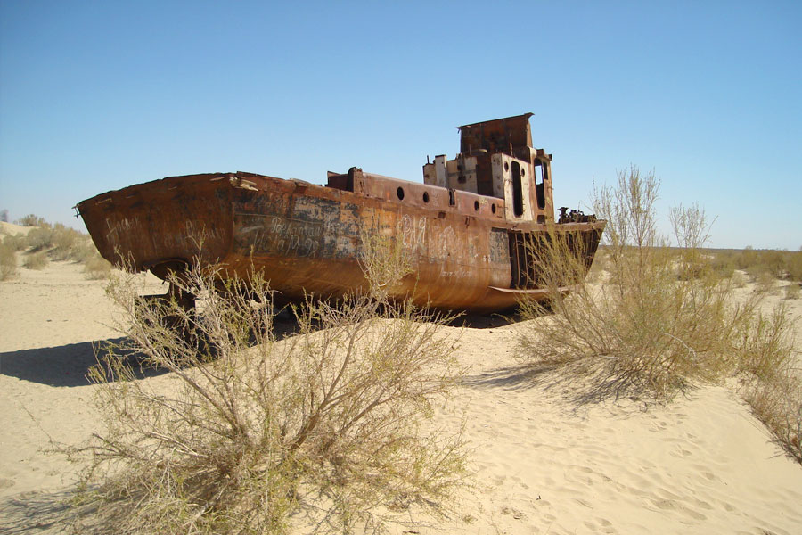 Walk on the Bottom of the Aral Sea