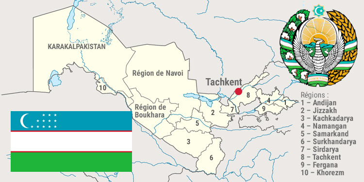 Carte et Symboles Nationaux de l’Ouzbékistan