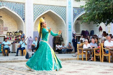 Folklore show in the Nadir Divan-Begi Madrasah, Bukhara