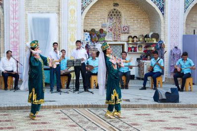 Folklore show in the Nadir Divan-Begi Madrasah, Bukhara