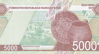 5000 soum, monnaie de l’Ouzbékistan