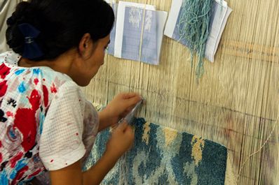 Manufacturing process in Yodgorlik Silk Factory, Margilan