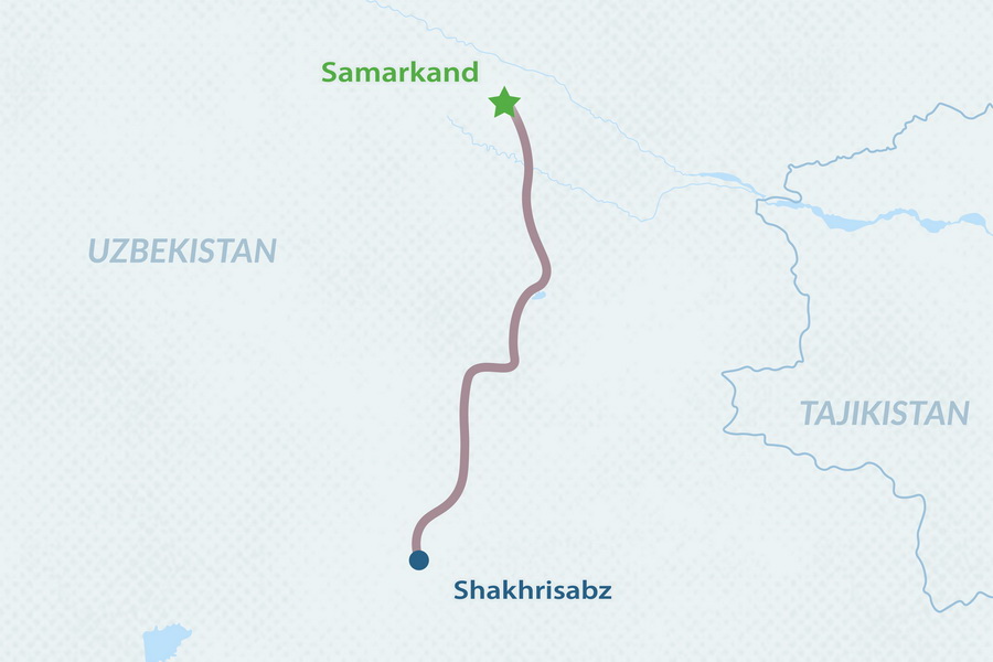 Reise nach Schachrisabz von Samarkand Reiseroutenkarte