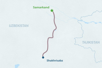 Reise nach Schachrisabz von Samarkand Reiseroutenkarte