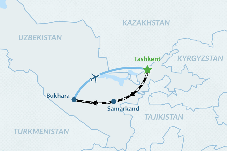 4-day Express Uzbekistan Tour Package from Dubai Map