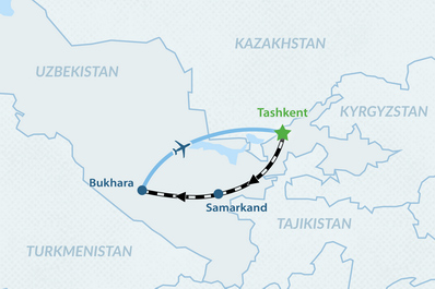 4-day Express Uzbekistan Tour Package from Dubai Map
