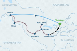 12-day Extended Uzbekistan Tour Map