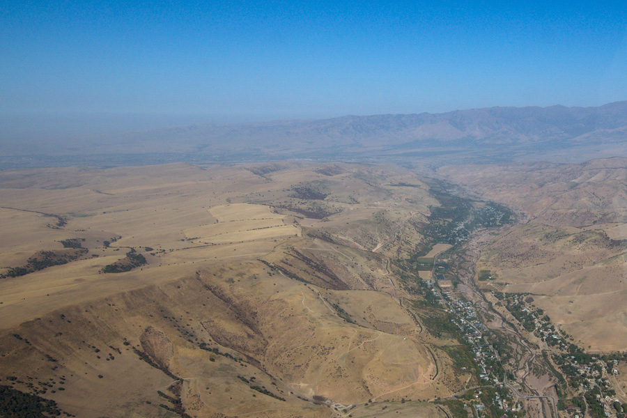 View of the foothills and villages