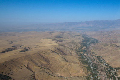 View of the foothills and villages