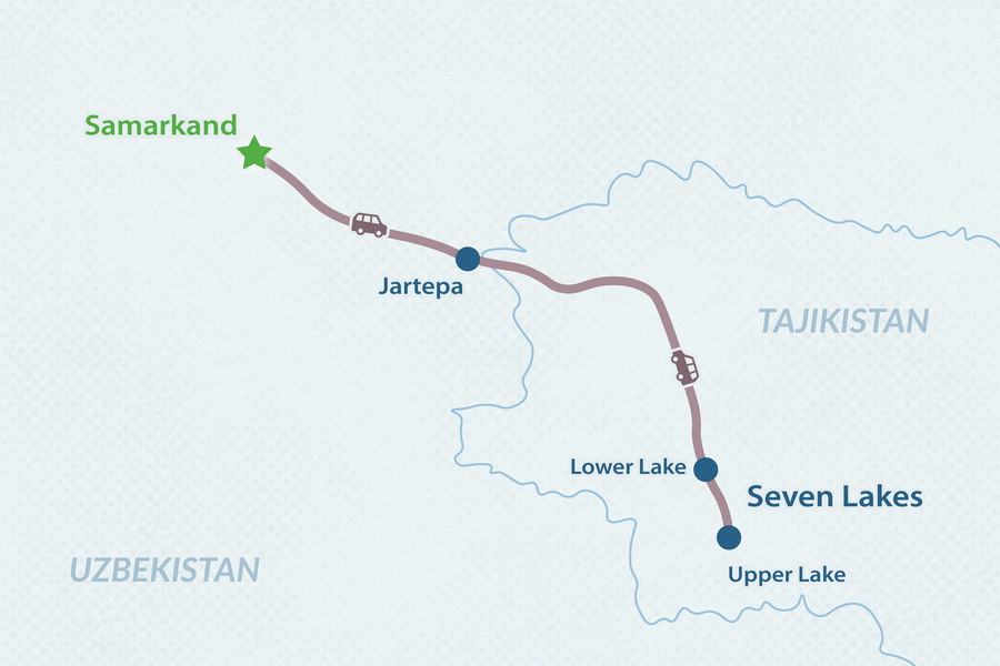 One-day Seven Lakes Tour from Samarkand Map