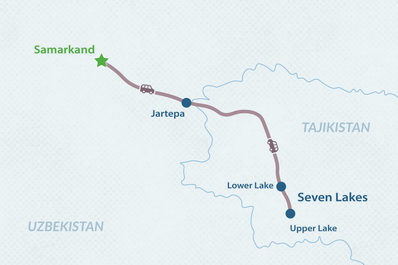 One-day Seven Lakes Tour from Samarkand Map