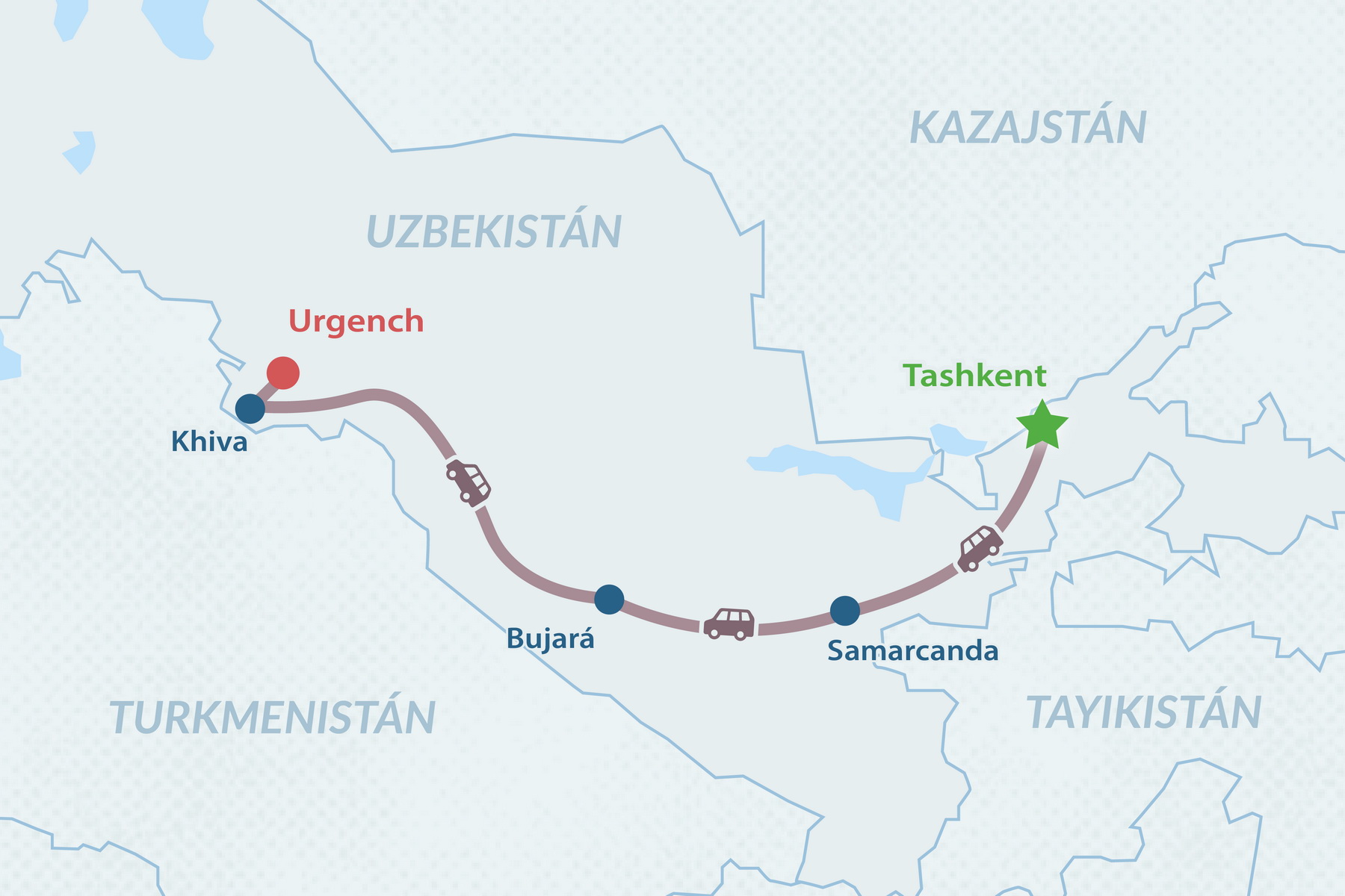 Circuito Grupal a Uzbekistán desde Madrid - en Español Mapa
