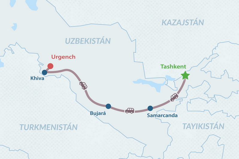 Circuito Grupal a Uzbekistán desde Madrid - en Español Mapa