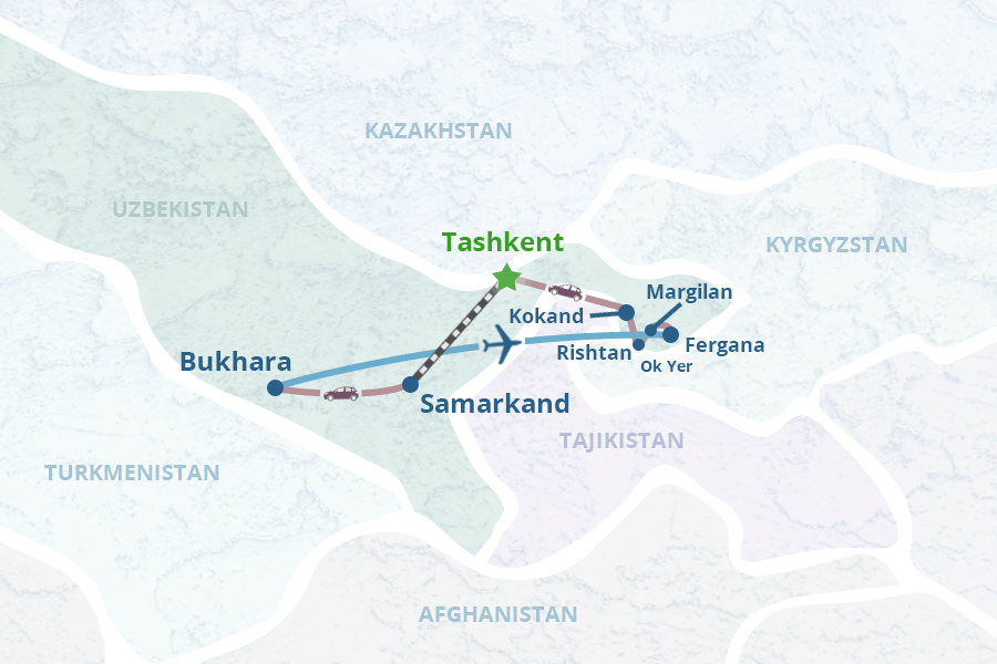 Ташкент самарканд бухара карта