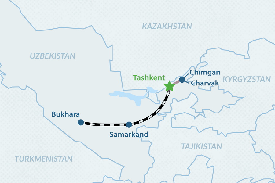 8-day Uzbekistan Winter Group Tour 2026 Map
