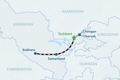 8-day Uzbekistan Winter Group Tour 2026 Map