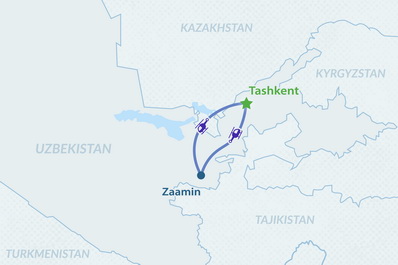 One-day Helicopter Tour to Zaamin National Park from Tashkent Map